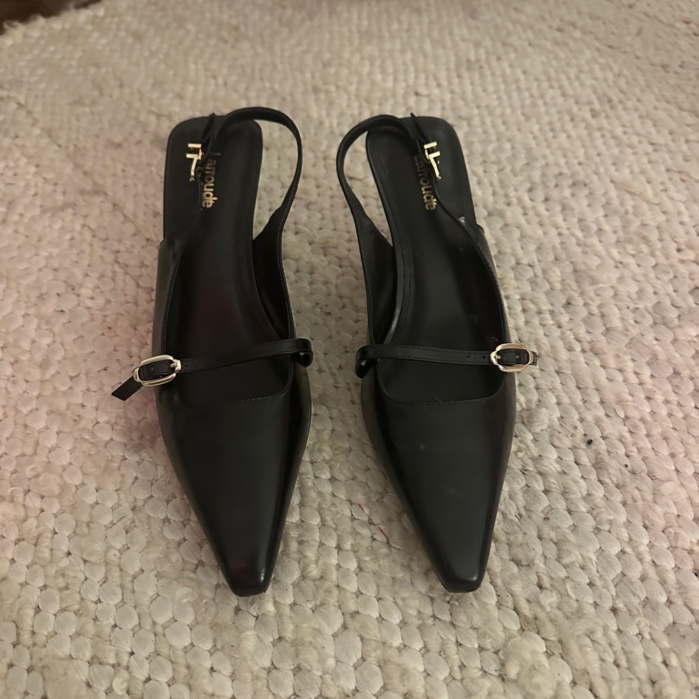 LARROUDE BLACK LEATHER INES PUMP - Picture 5 of 11